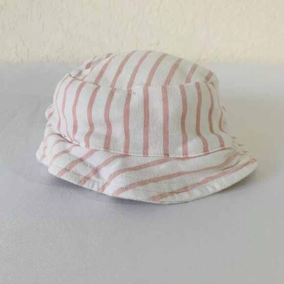 Rabbit Bear Hat Sunhat Baby Girl 3-6 Months White Pink Stripe Floral Reversible - Picture 7 of 7